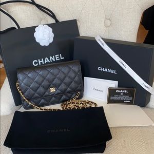 ❌SOLD💰Chanel Caviar Quilted Wallet On Chain Black